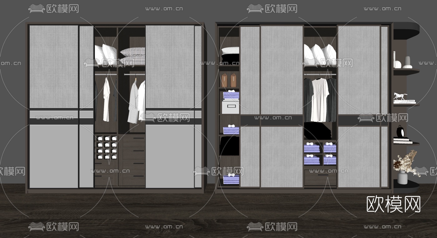 现代衣柜su模型下载