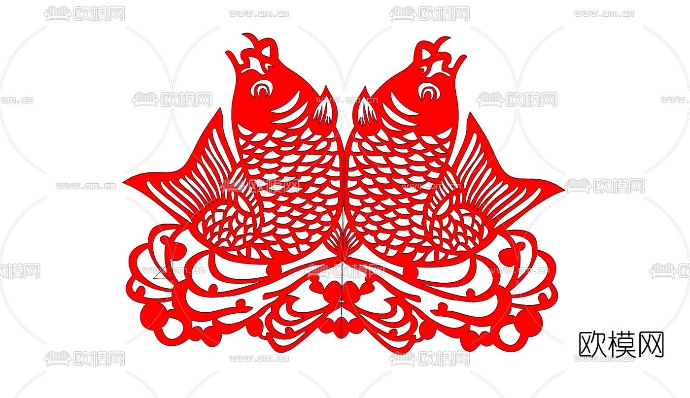 中式窗花剪纸免费su模型下载