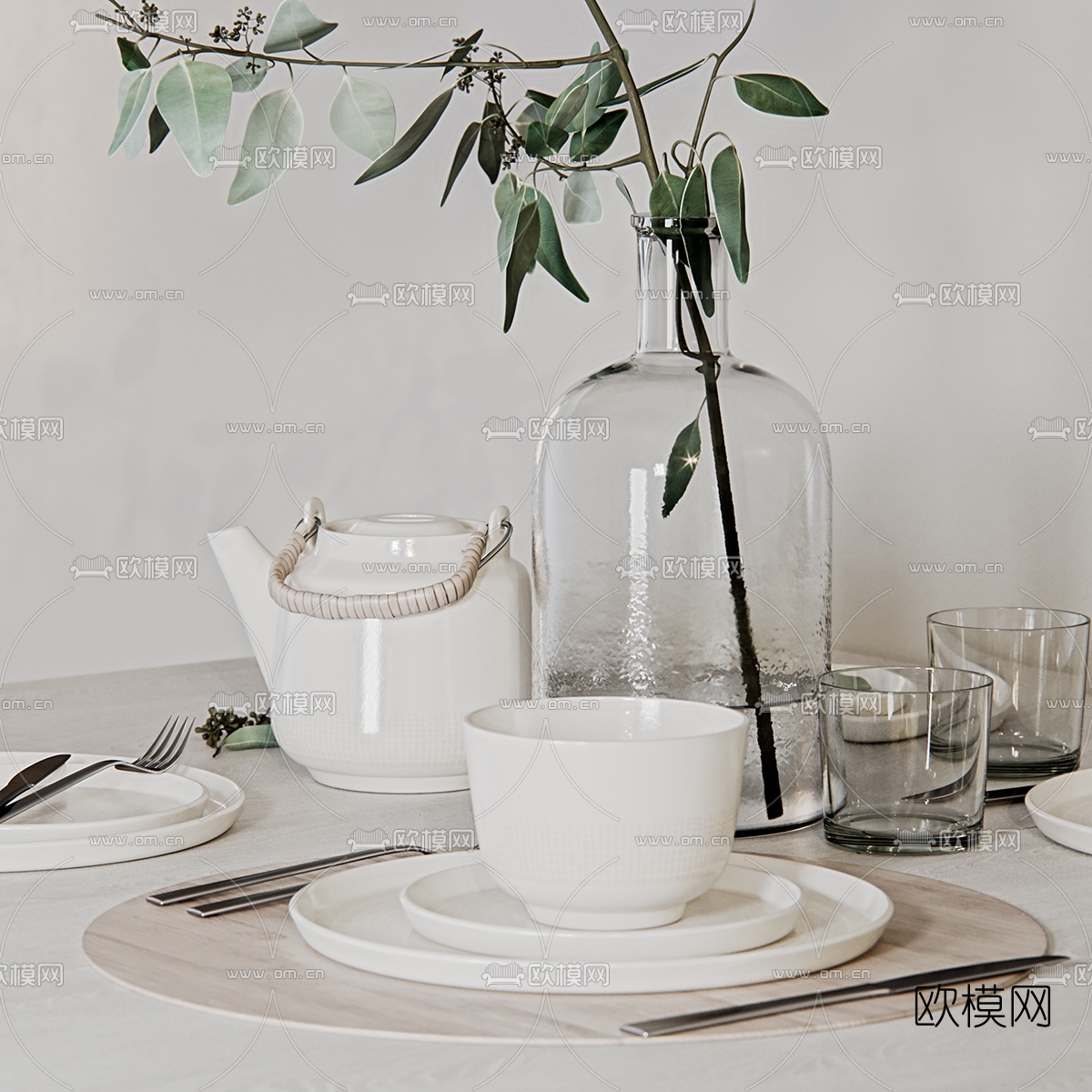 北欧餐具花瓶茶壶3d模型下载（渲染图2）
