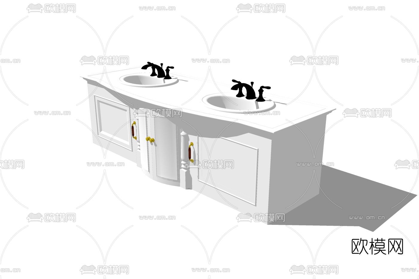 美式洗手台盆su模型下载