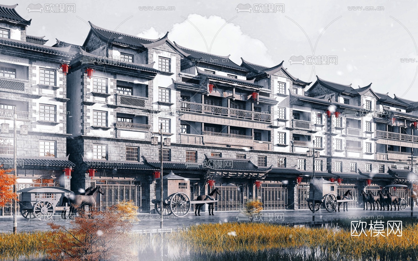 中式古建商业街3d模型