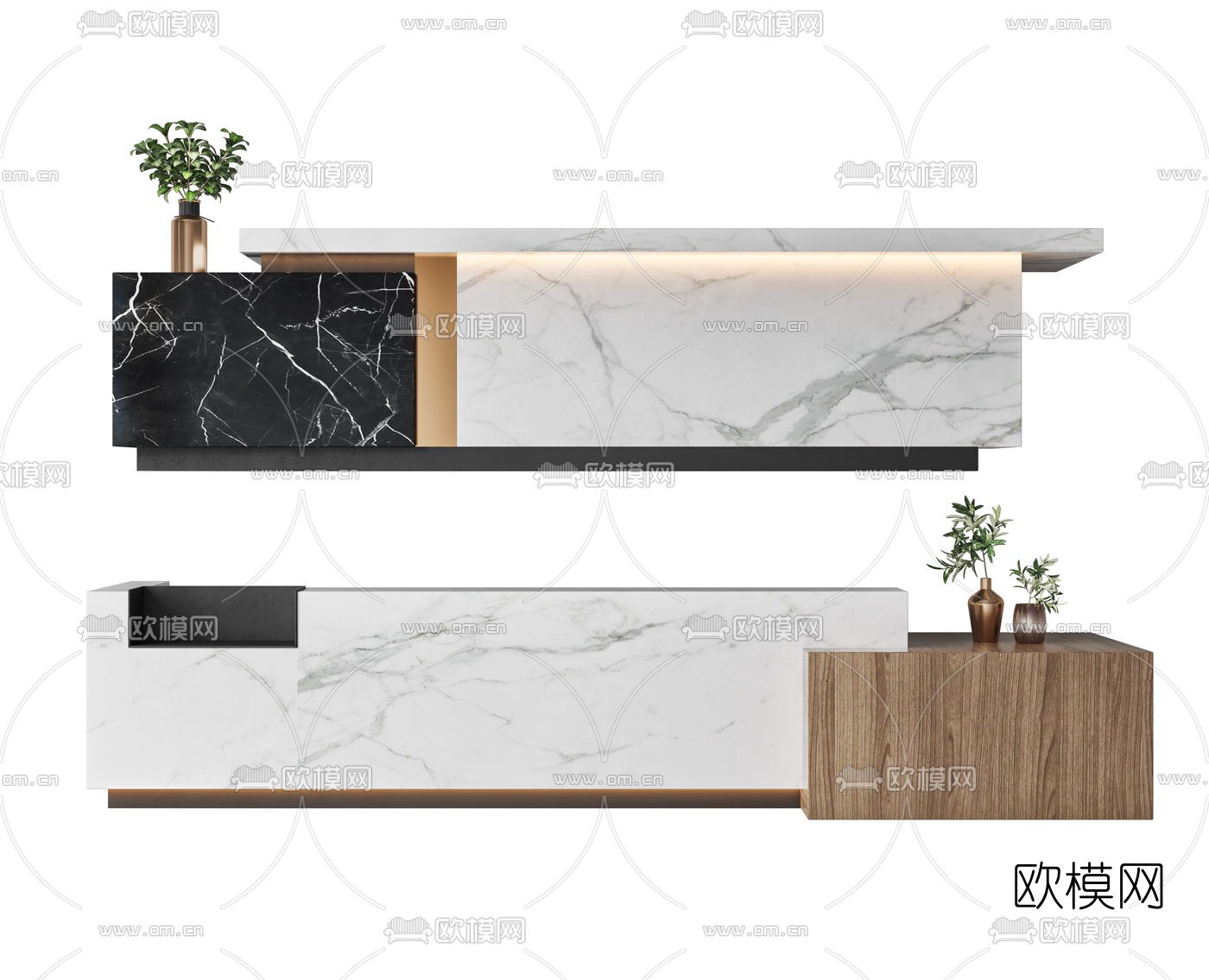 现代大理石前台接待台3d模型下载