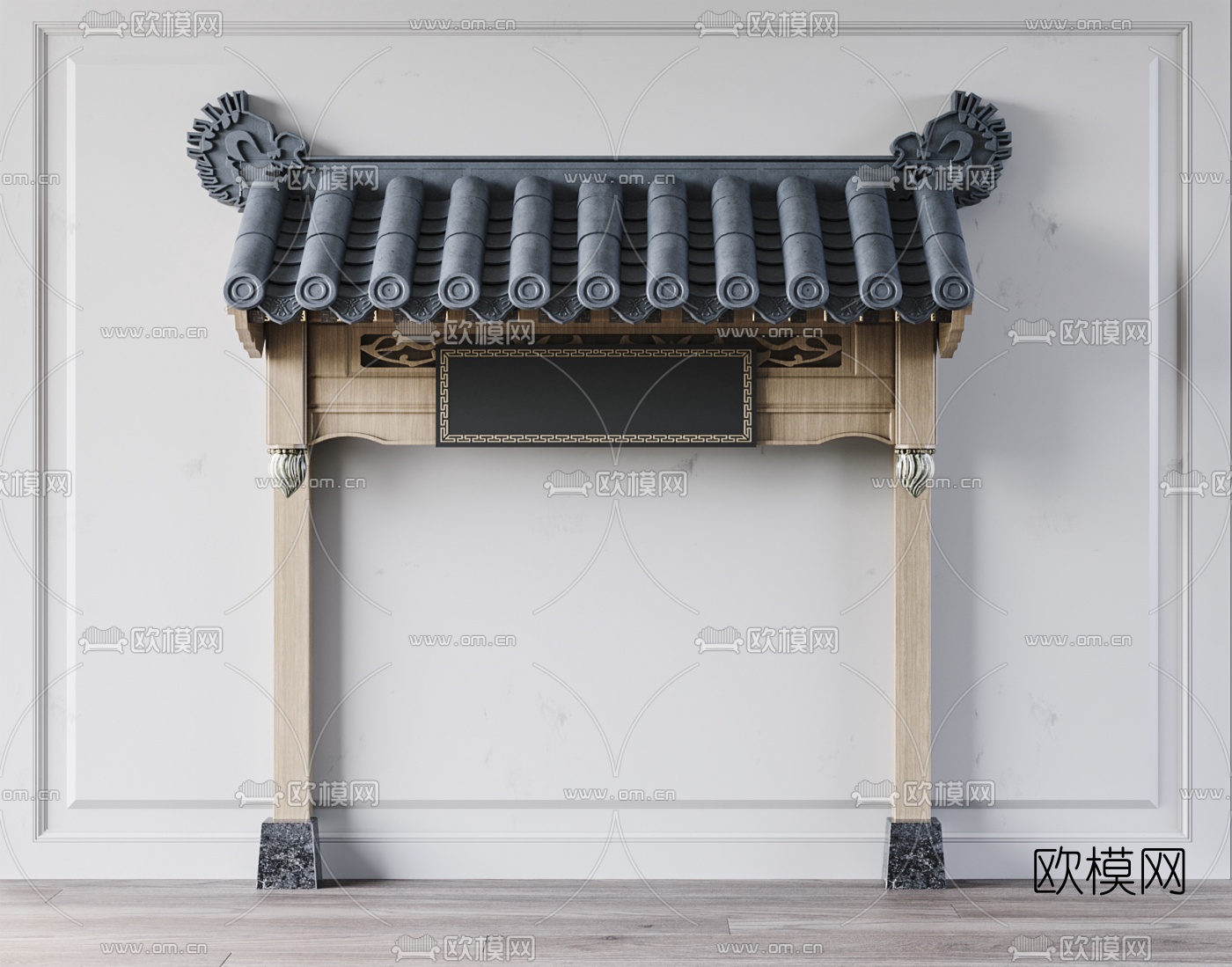 中式屋檐门头3d模型