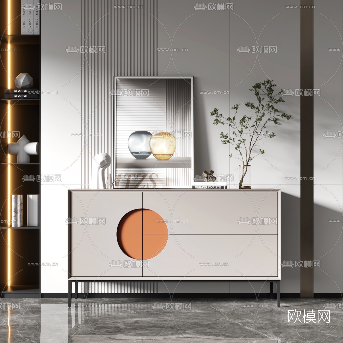 现代边柜玄关柜3d模型下载