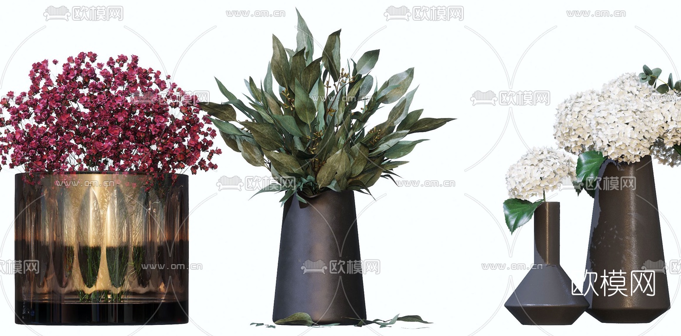 现代花瓶花卉插花3d模型