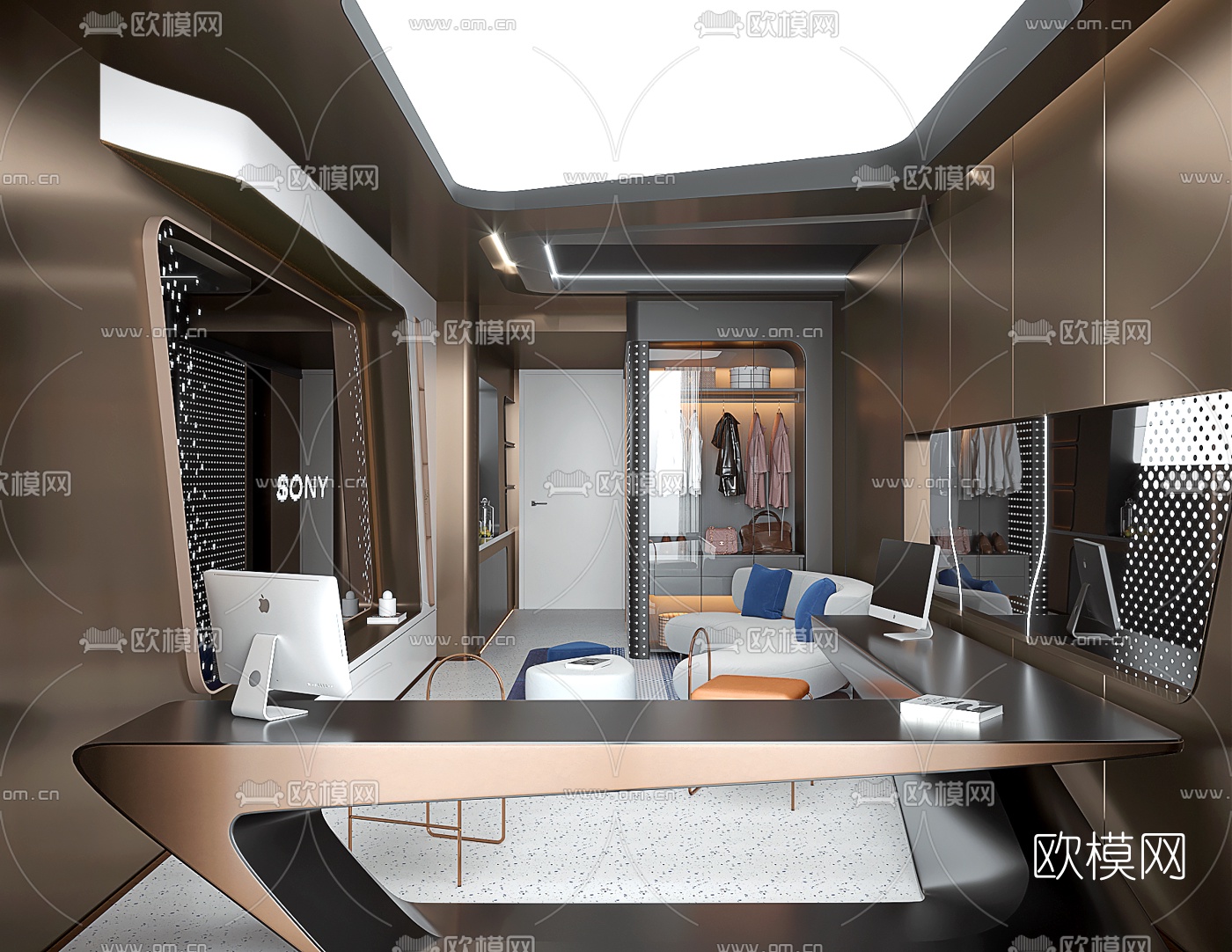 后现代公寓客厅卧室3d模型