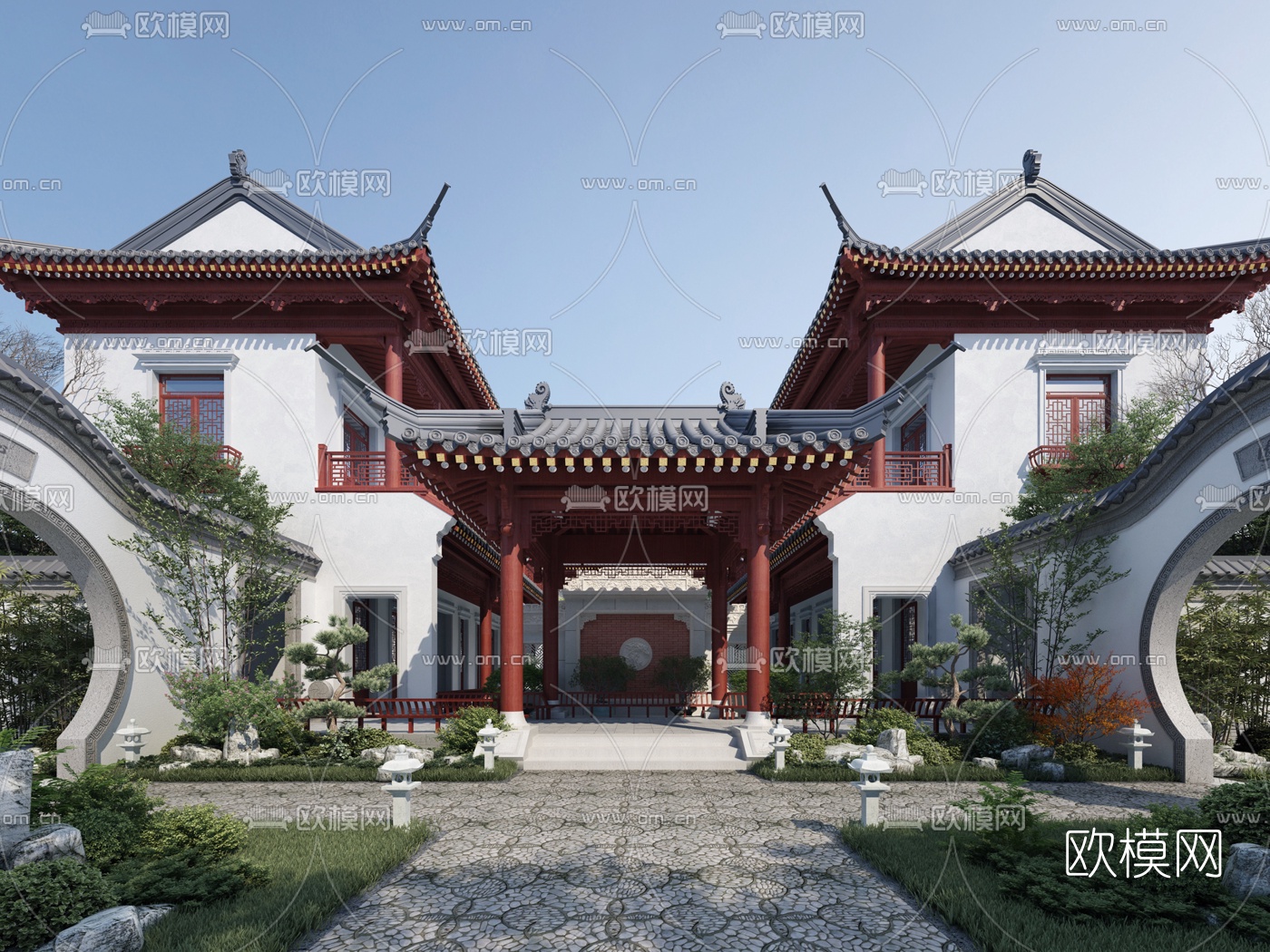 中式古建民居庭院3d模型下载