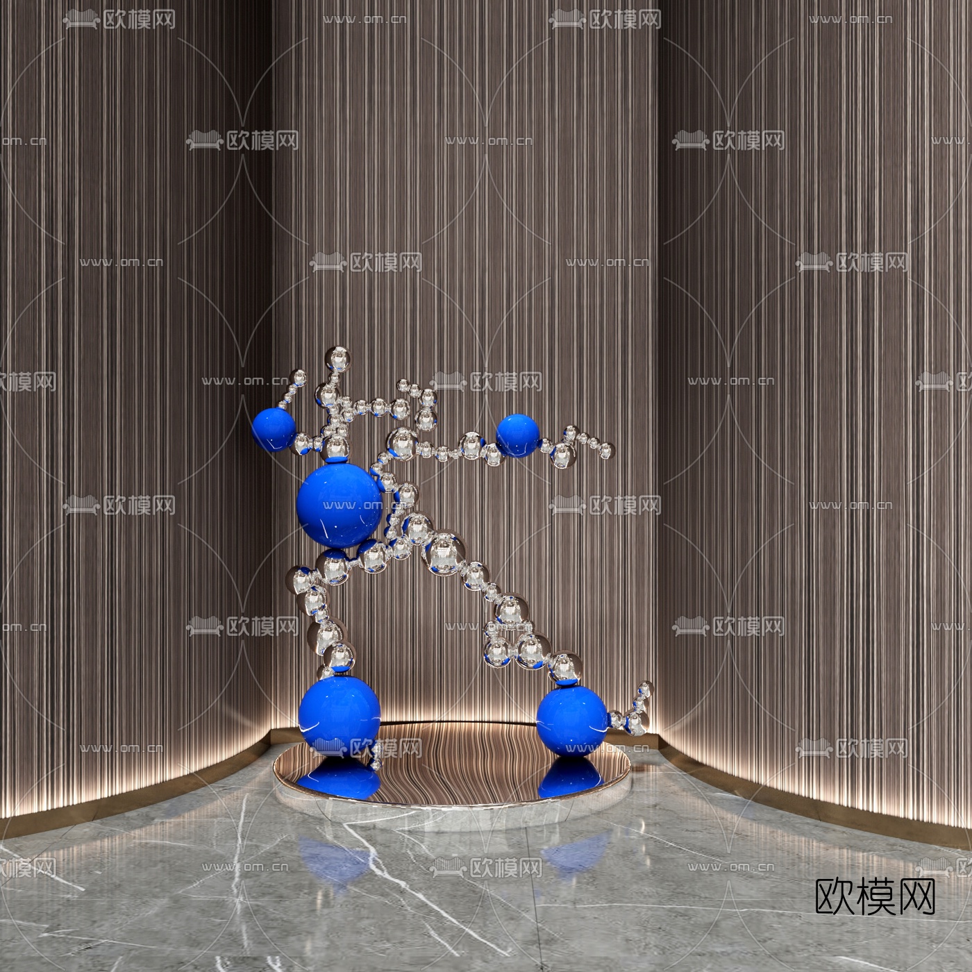 现代艺术球形雕塑3d模型下载