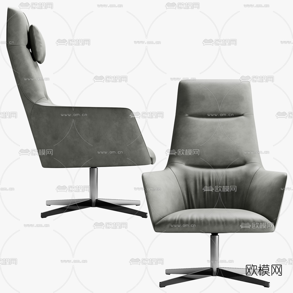 现代皮革办公椅3d模型下载（渲染图2）