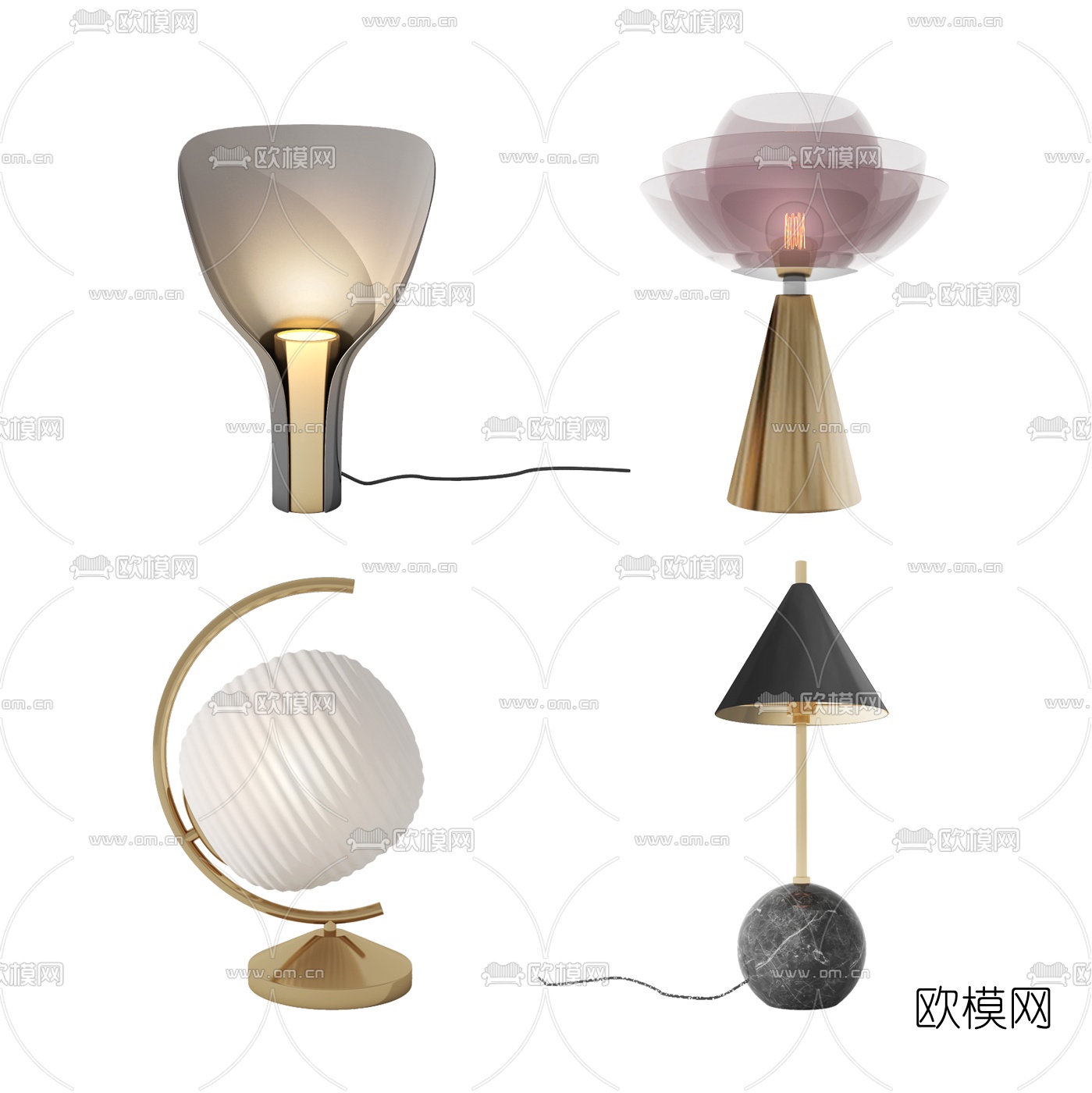 后现代金属台灯3d模型下载