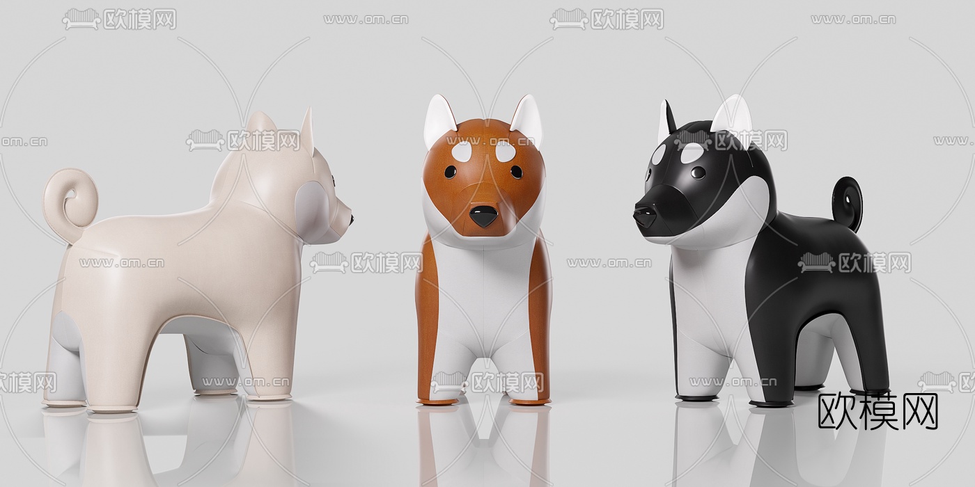 现代动物手工皮质儿童座椅3d模型下载（渲染图4）