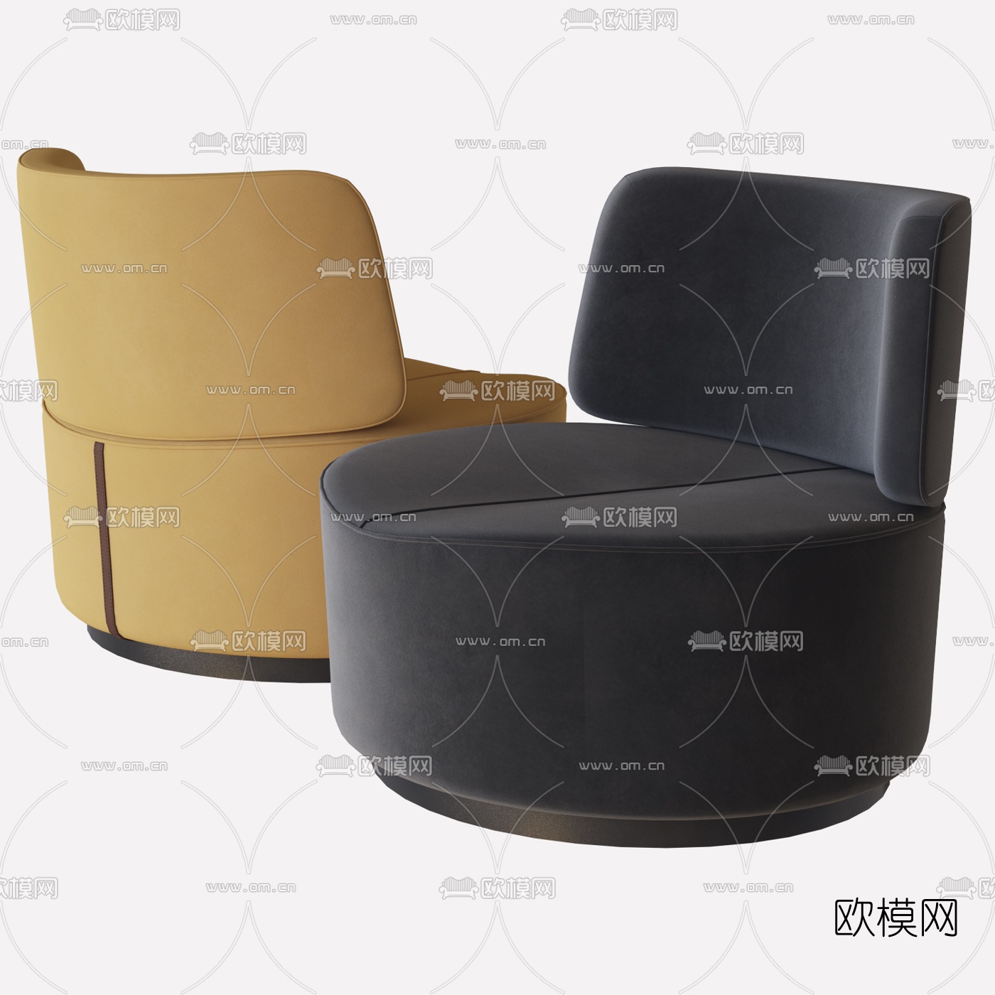 北欧布艺单人沙发3d模型下载（渲染图2）