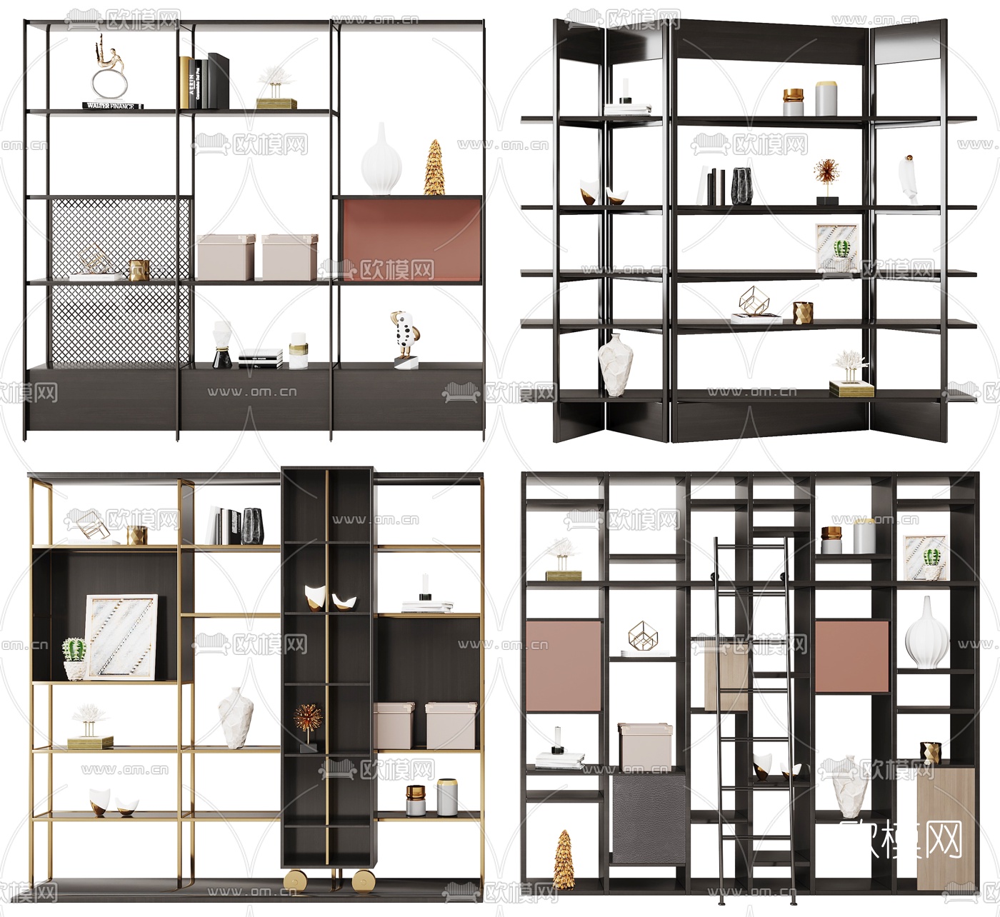 现代轻奢装饰架3d模型下载（渲染图1）