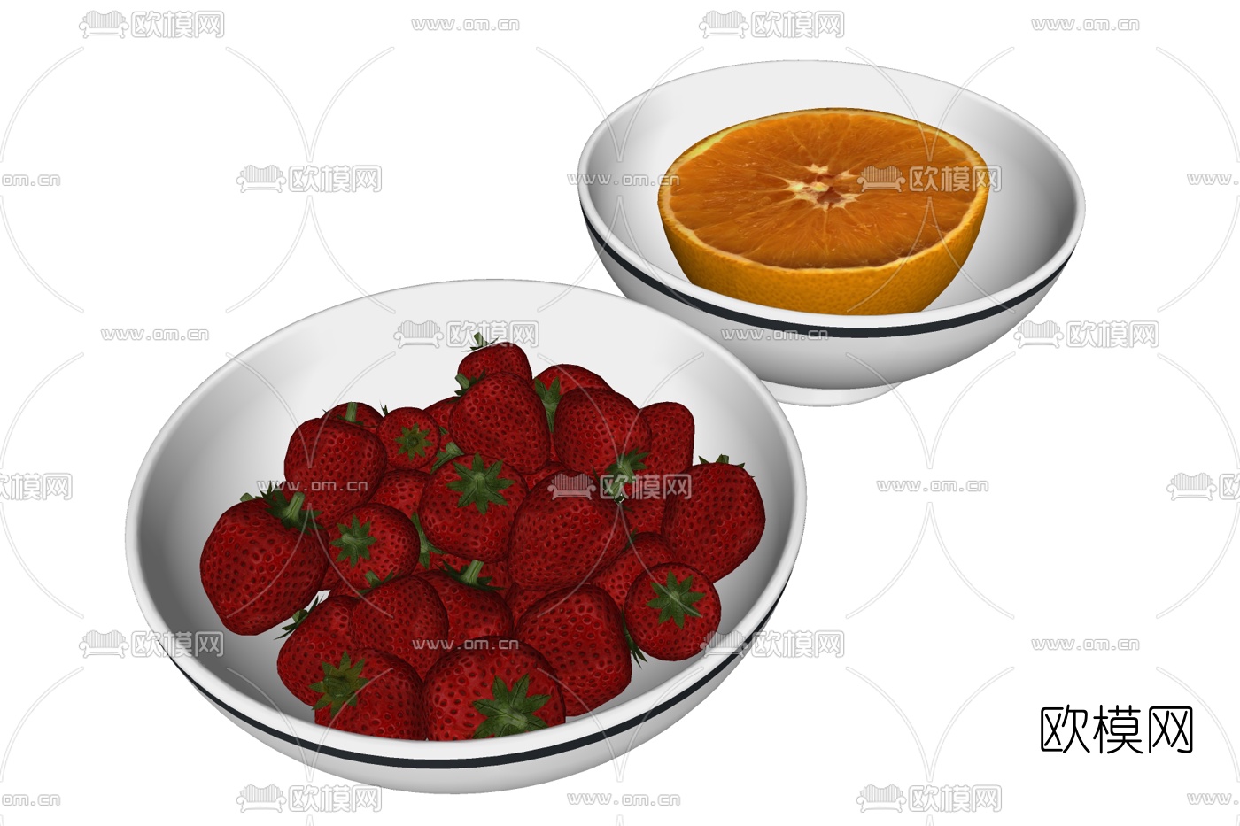 现代甜橙草莓su模型下载