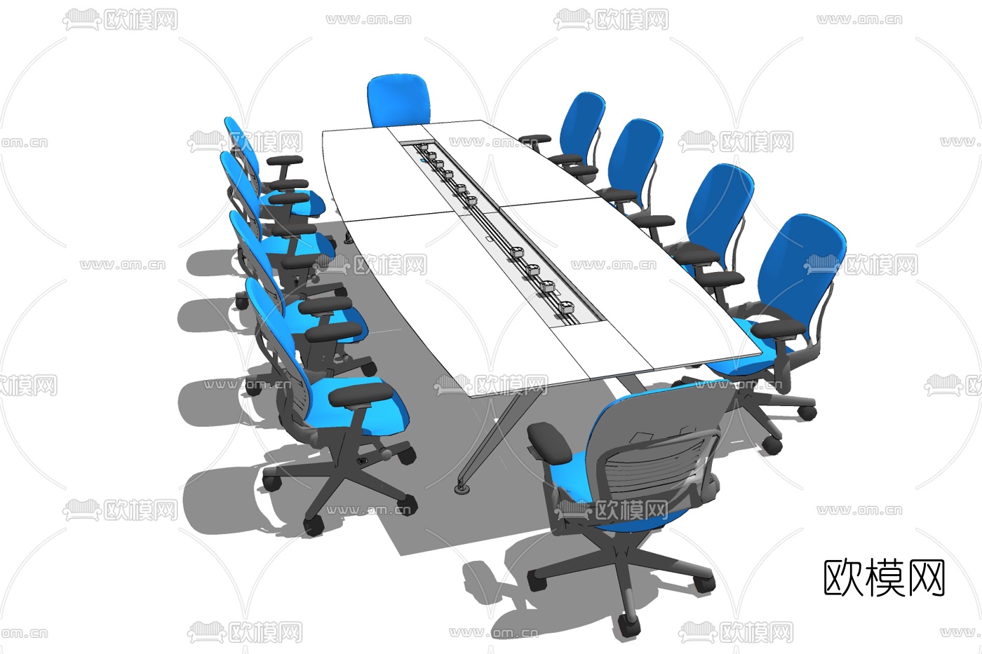现代会议桌椅免费su模型下载
