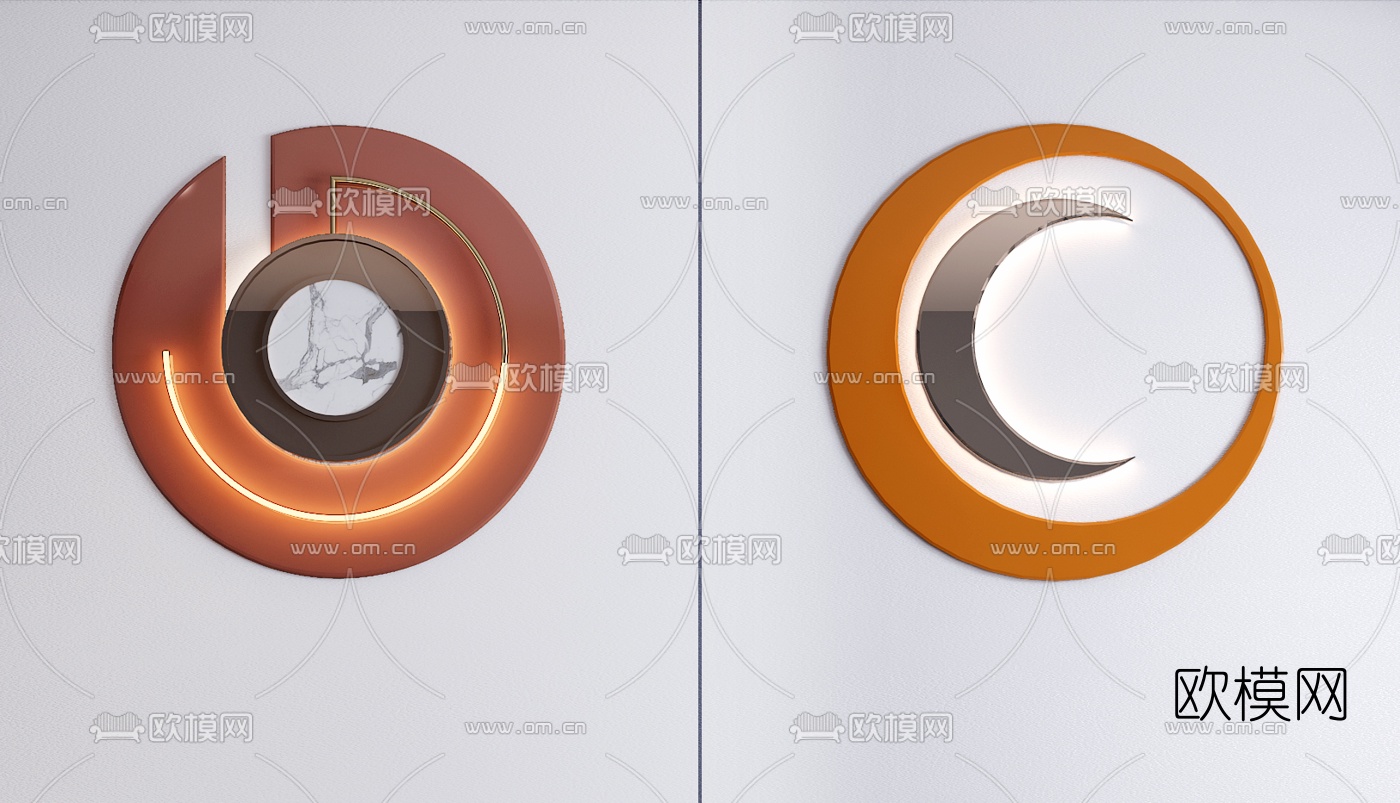 现代轻奢圆形墙饰3d模型下载