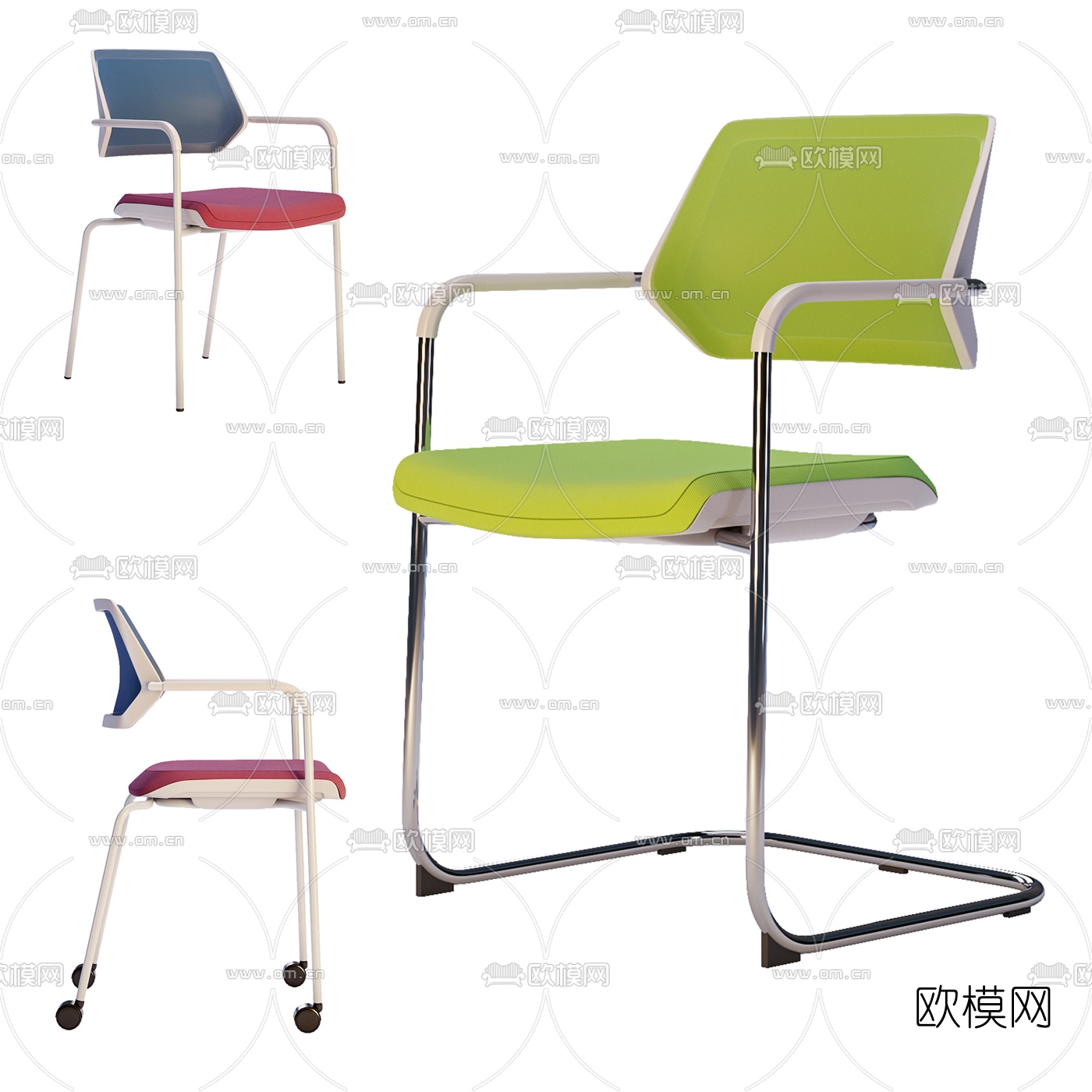 现代时尚办公椅3d模型下载（渲染图1）