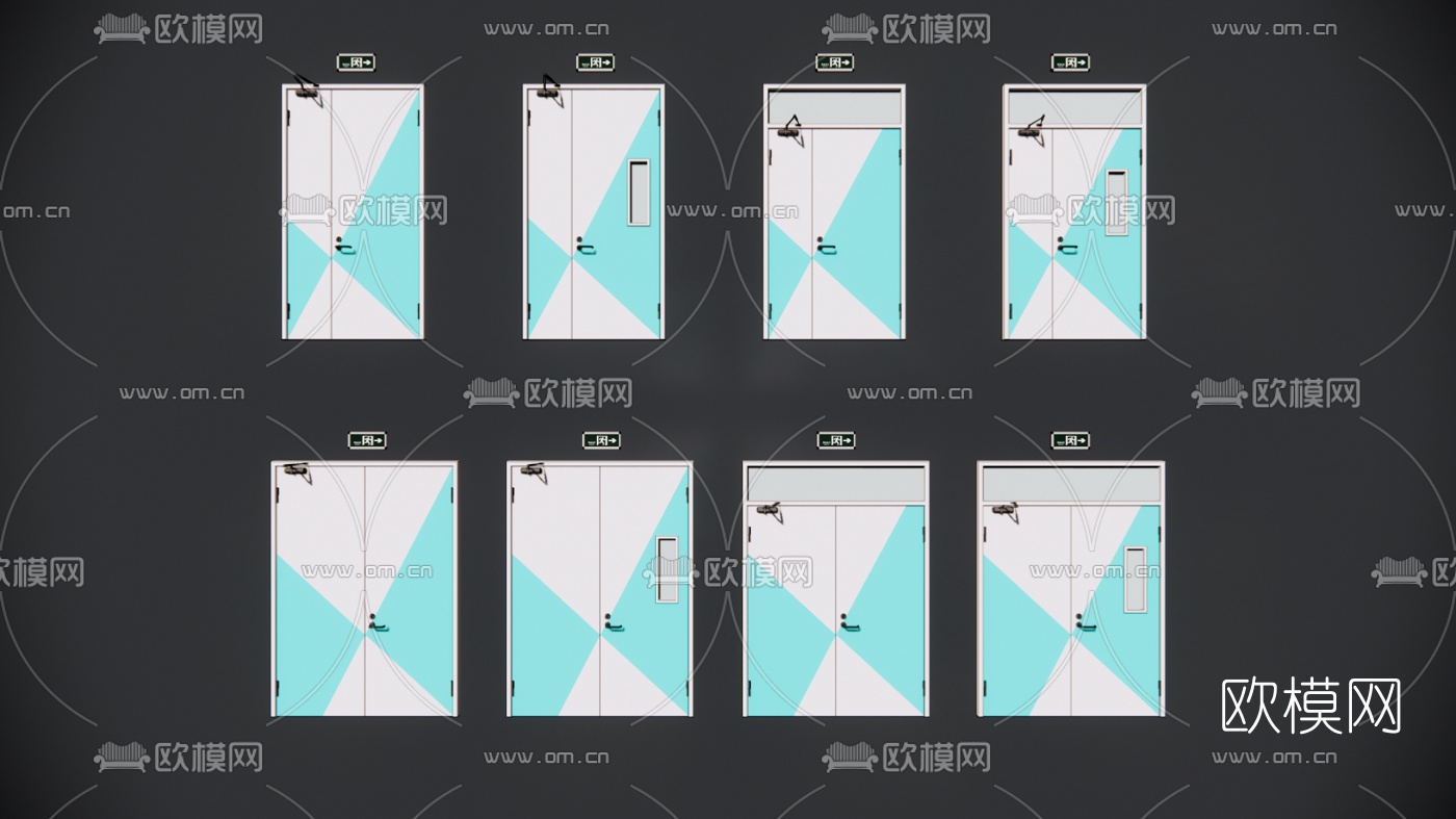 现代安全门 消防门su模型下载