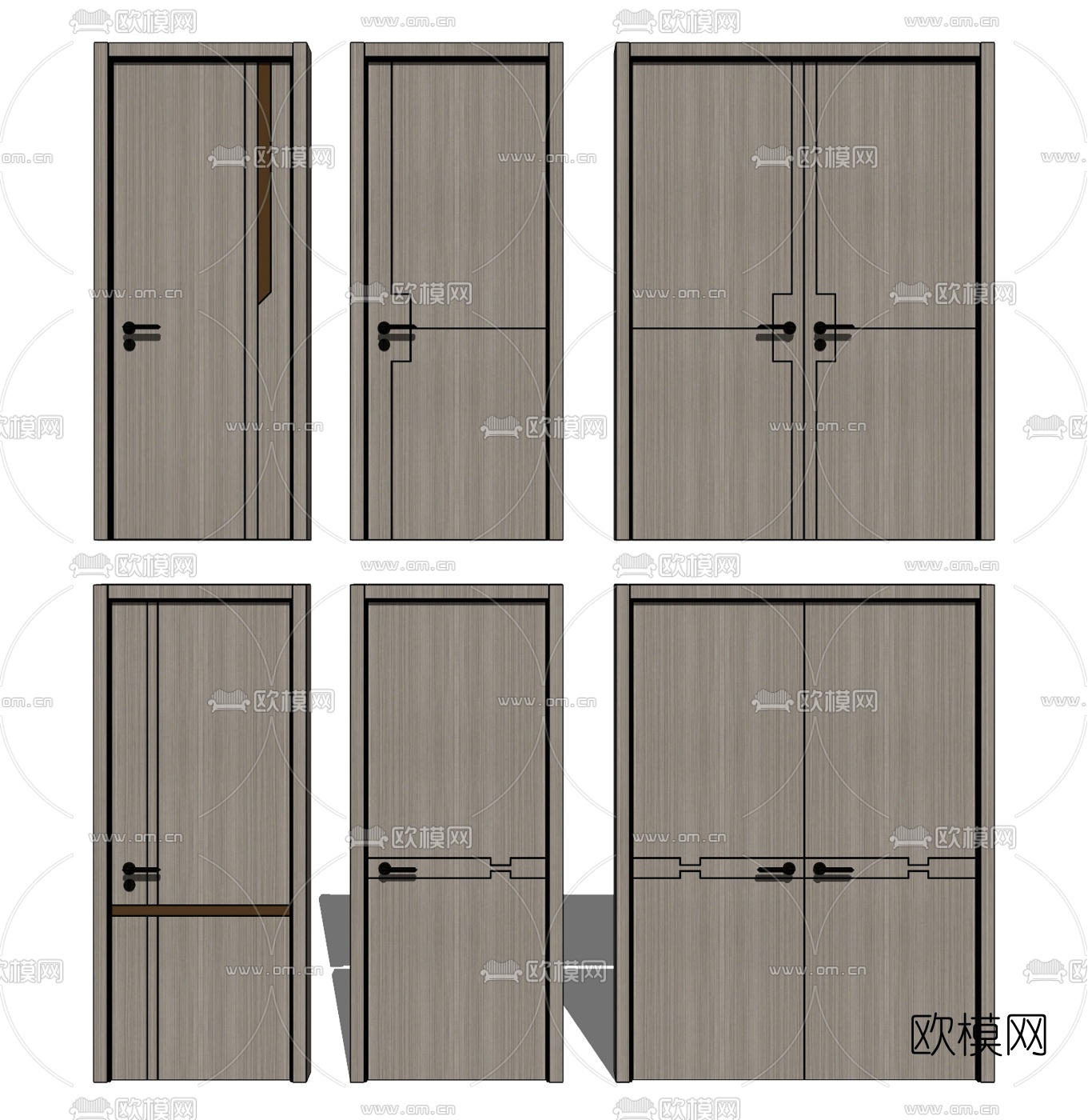 现代房门双开门su模型