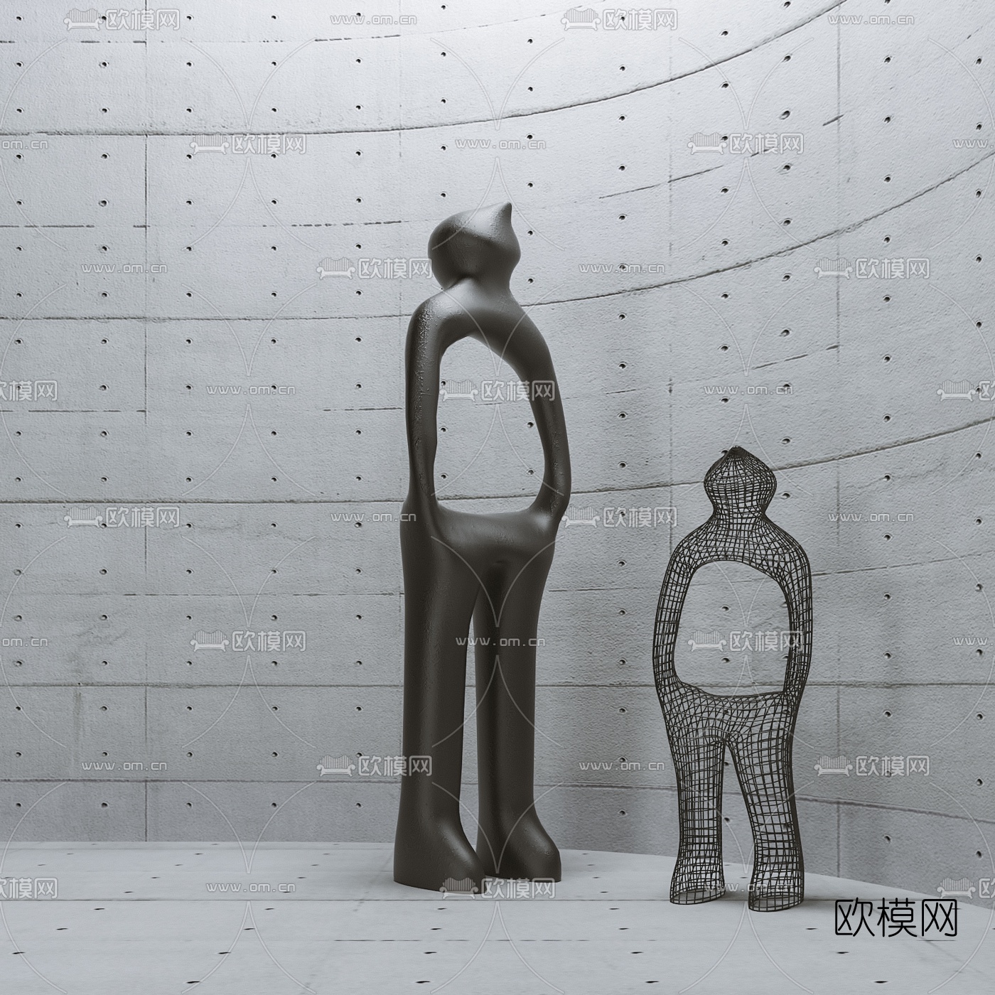 现代人物雕塑3d模型