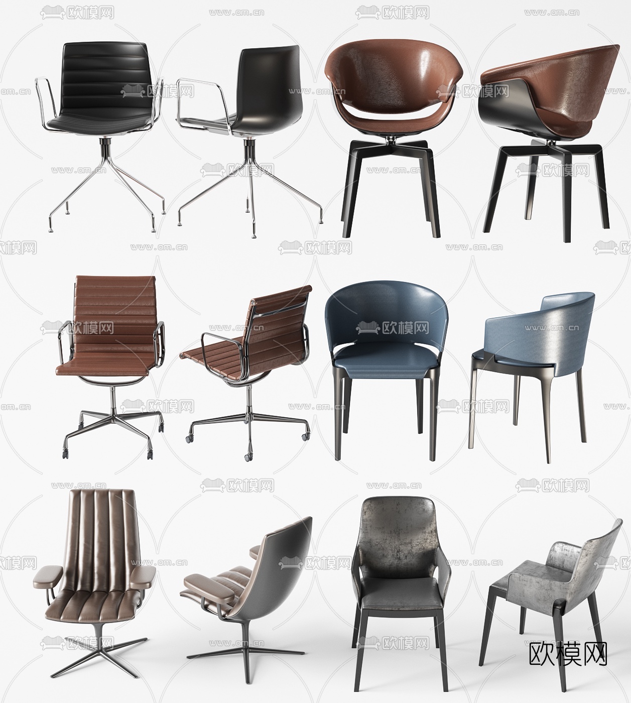 现代办公椅单椅3d模型下载