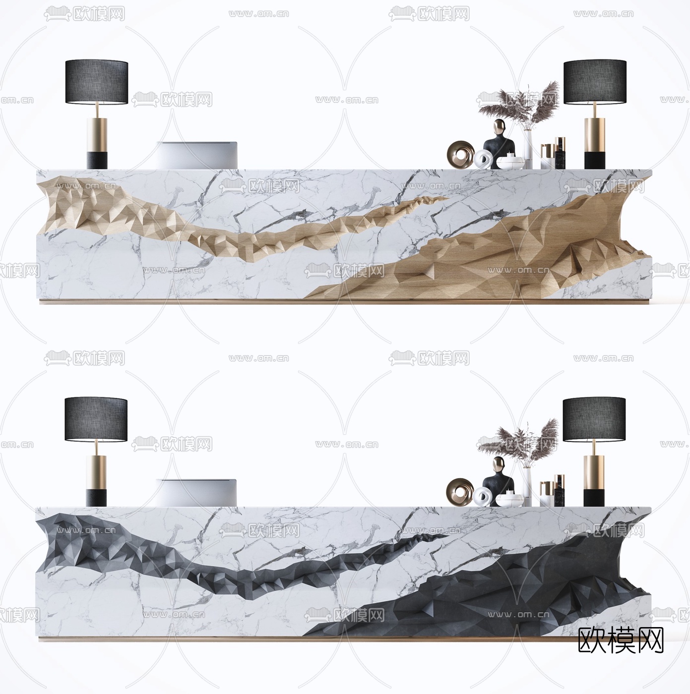 现代大理石前台接待台3d模型