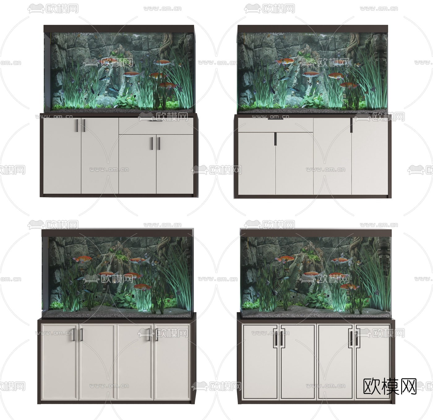 现代鱼缸水族3d模型下载