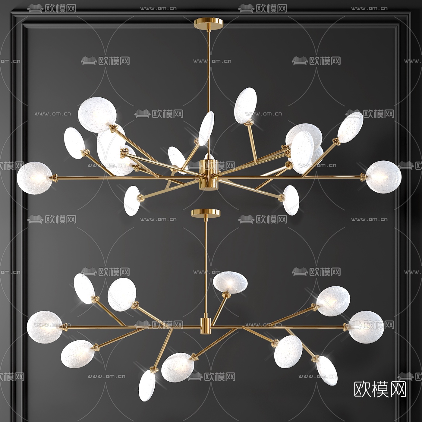 现代轻奢玻璃吊灯3d模型