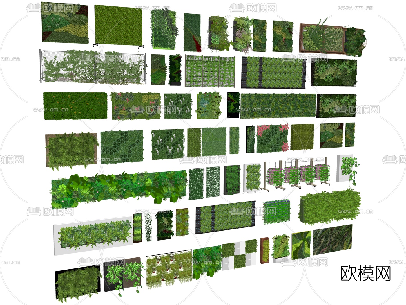现代绿植墙植物墙su模型下载（渲染图2）