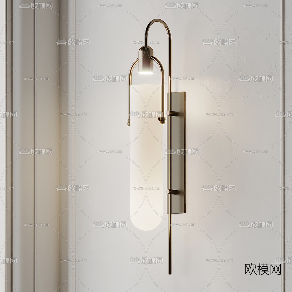 现代金属壁灯3d模型下载（渲染图1）