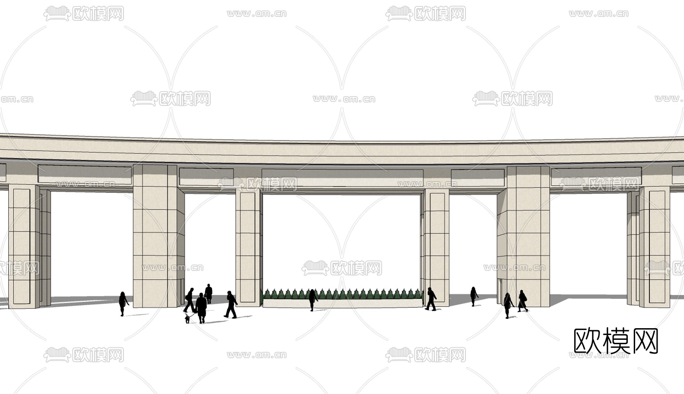 现代小区入户门免费su模型下载