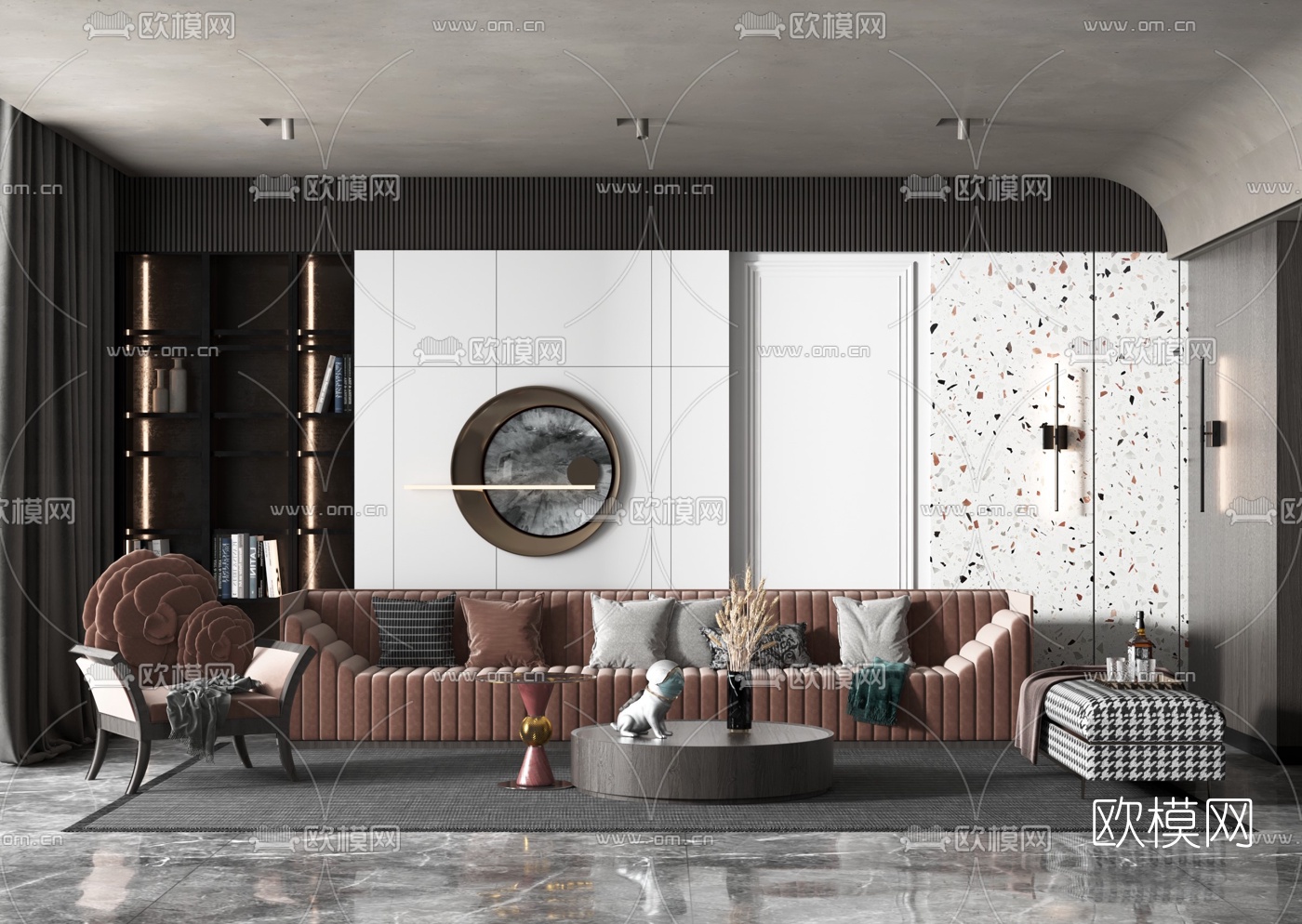 后现代布艺沙发组合3d模型