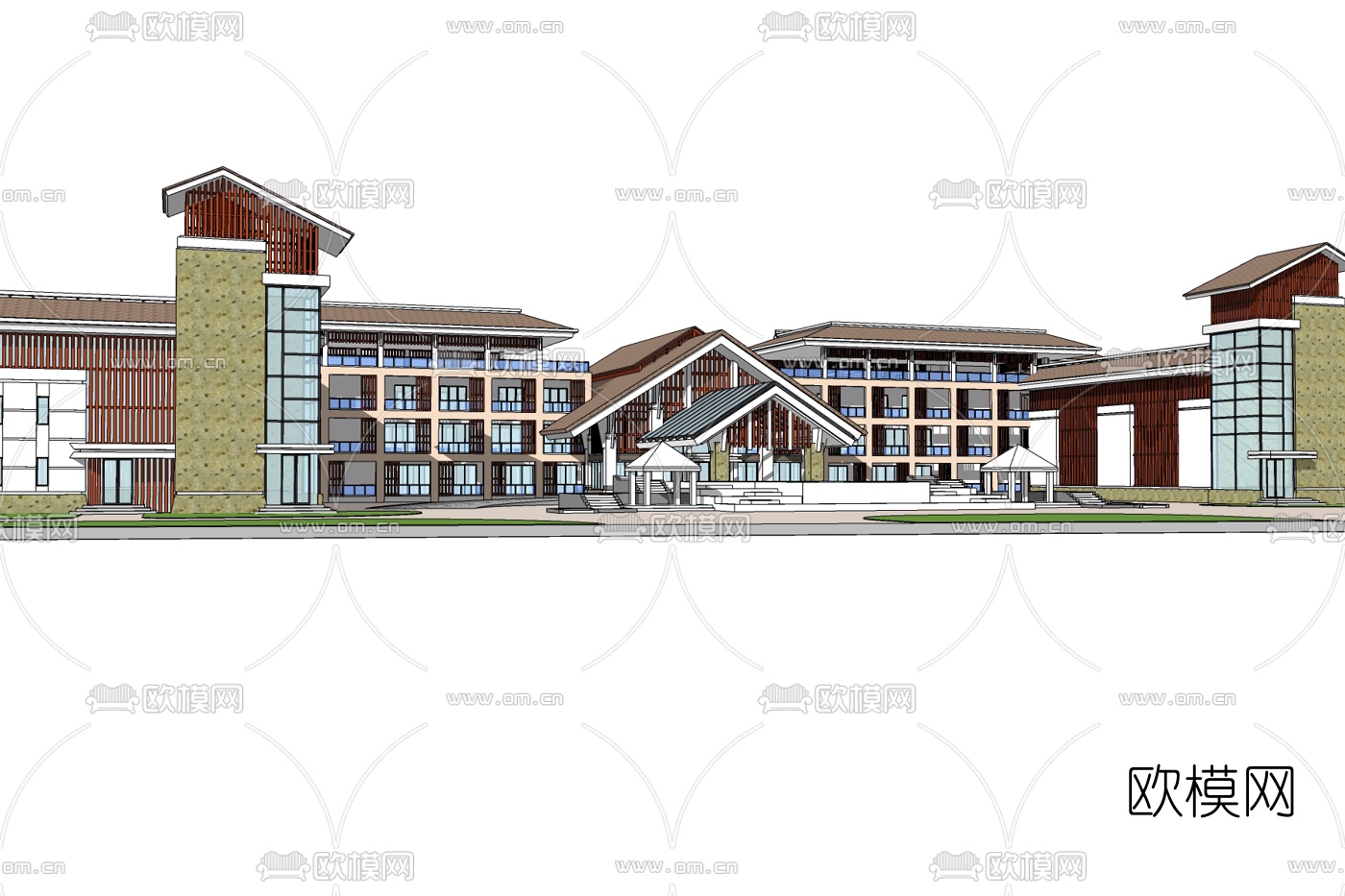 新中式酒店免费su模型下载