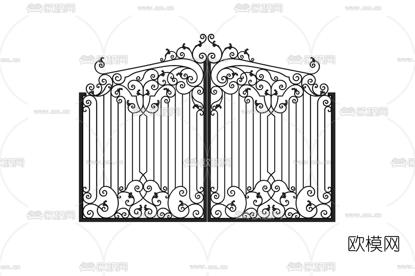 欧式庭院铁艺大门免费su模型下载