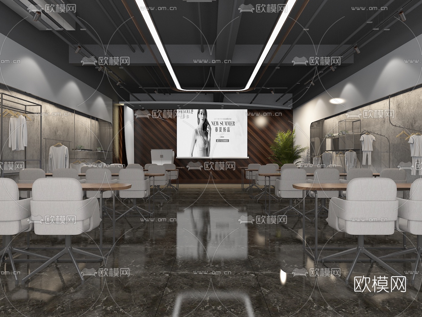 工业风服装店免费3d模型下载（渲染图2）