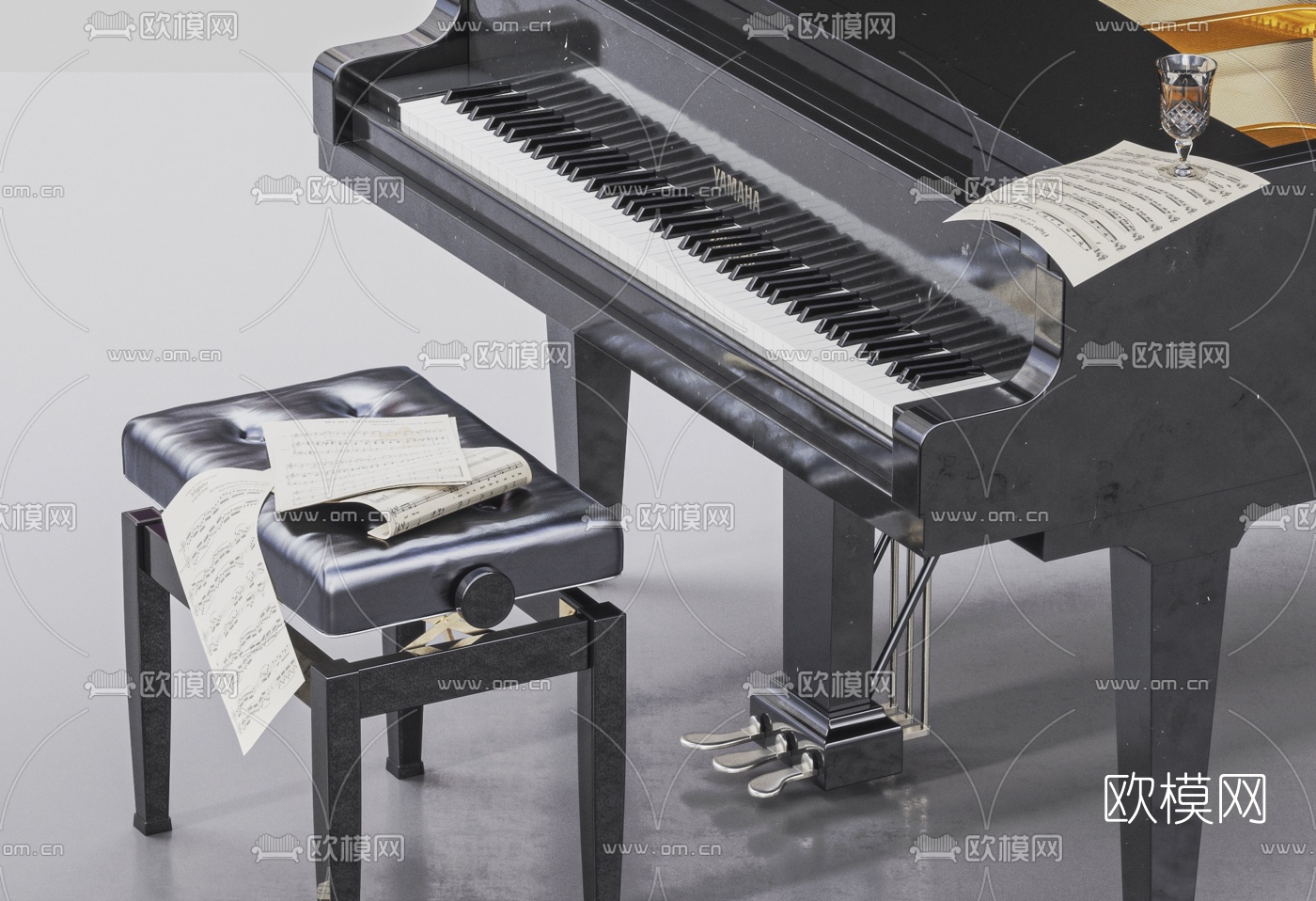 现代钢琴3d模型