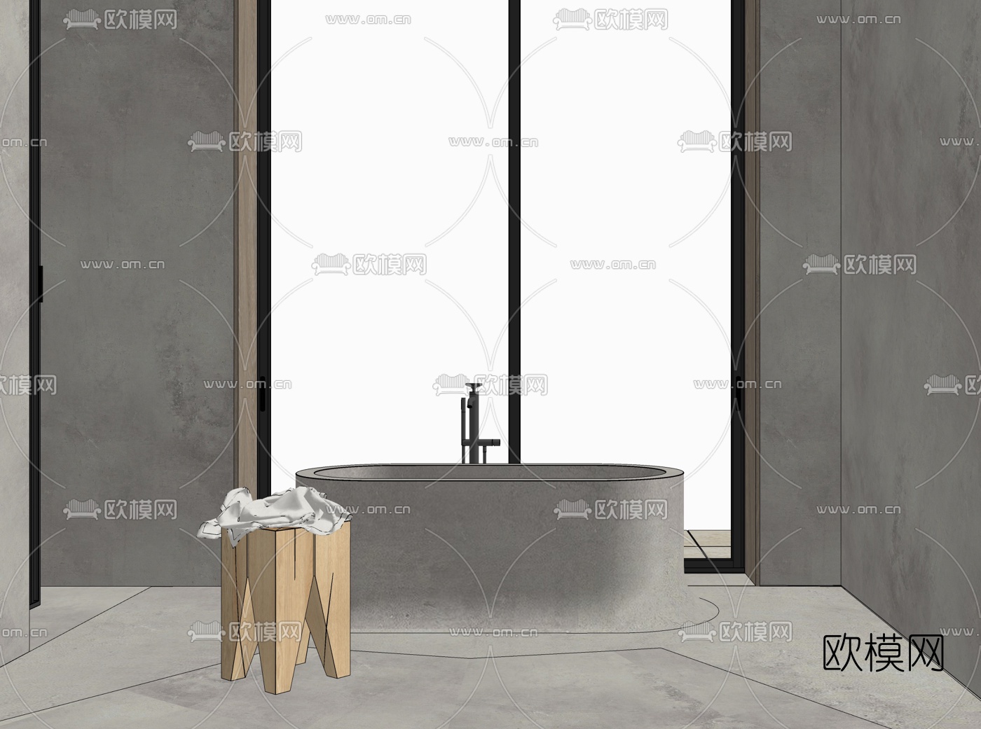 现代浴缸su模型下载（渲染图2）