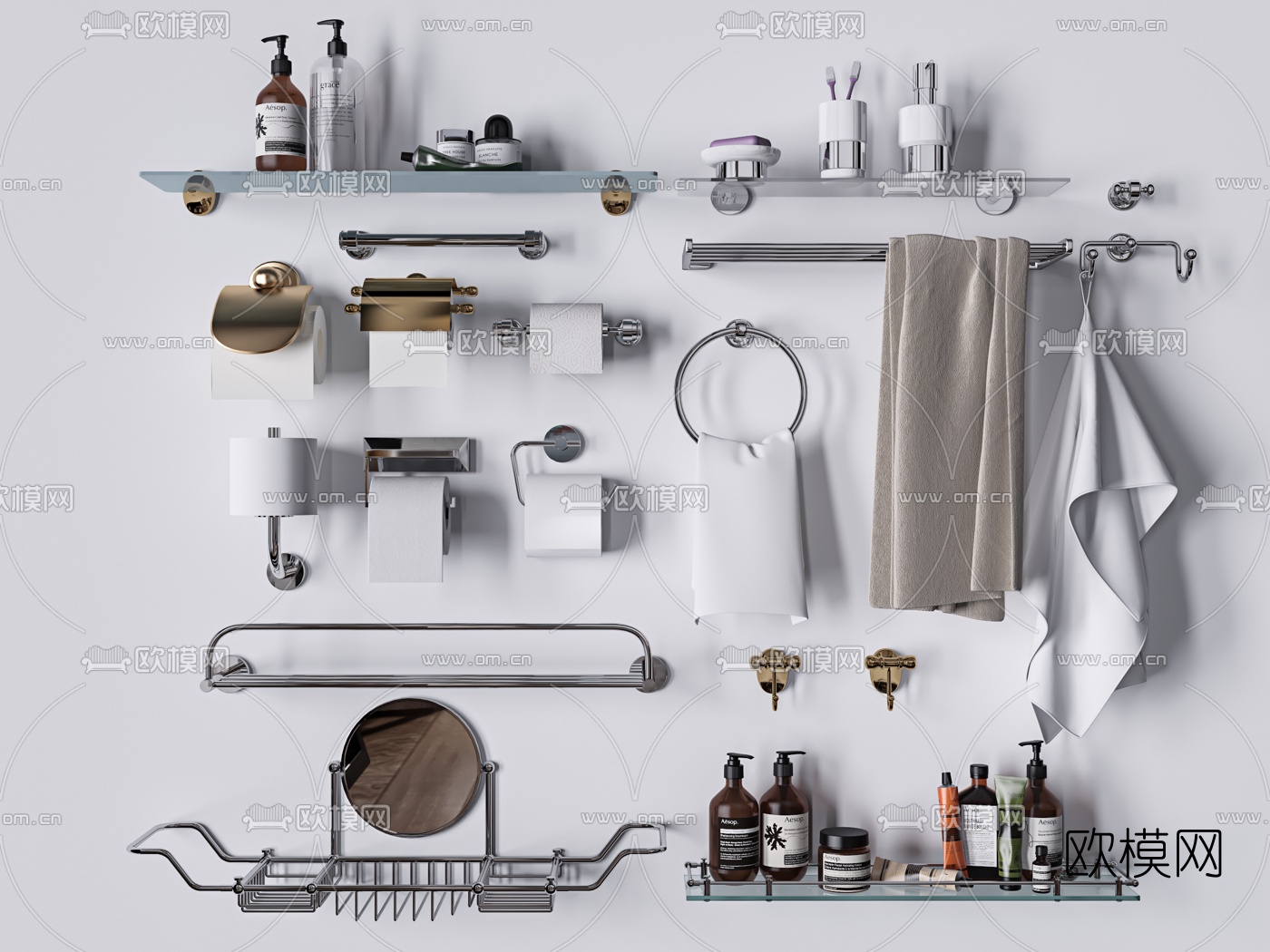 现代毛巾洗涤用品3d模型下载