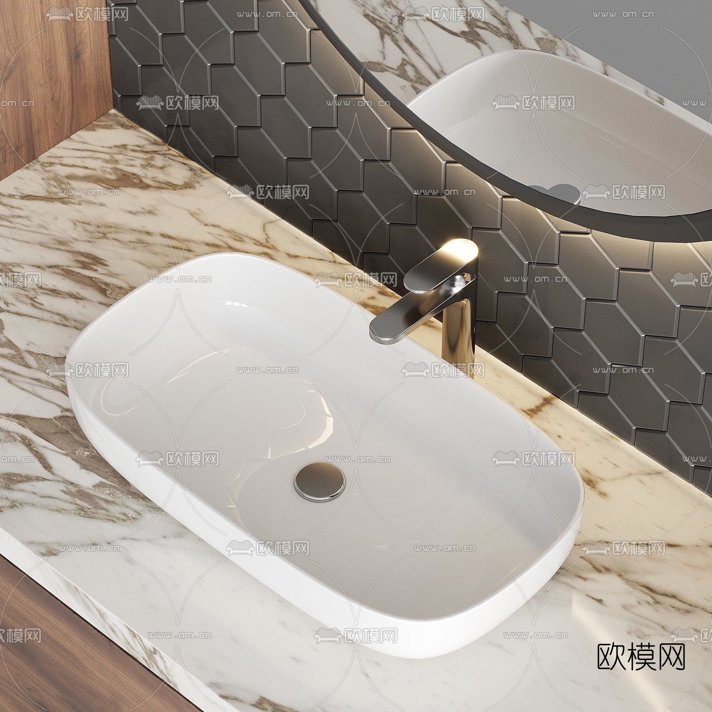 现代浴室柜洗手台3d模型