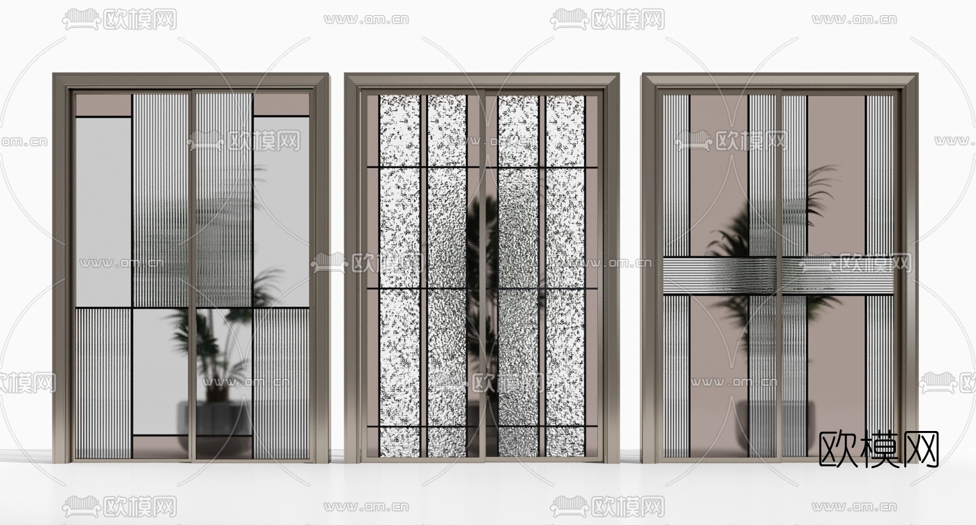 现代玻璃阳台门推拉门3d模型