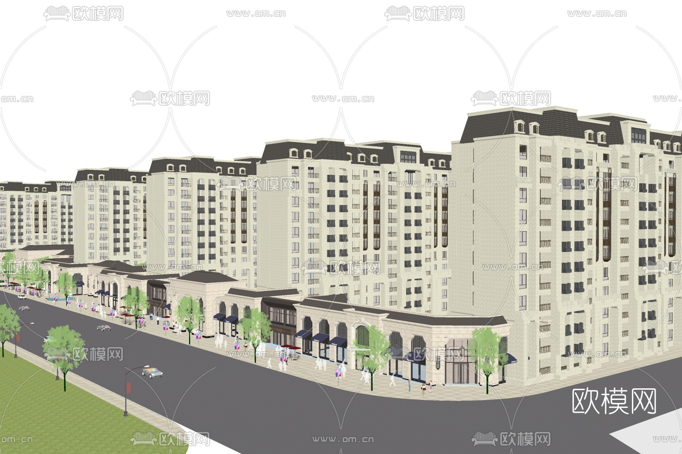 法式公寓楼su模型下载