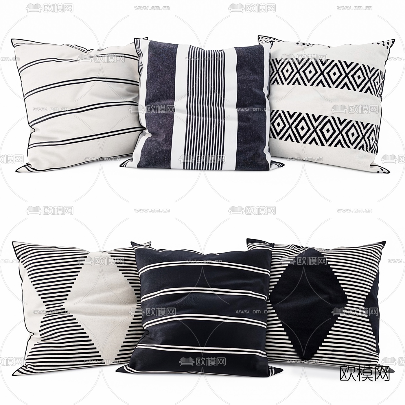 现代布艺抱枕3d模型下载