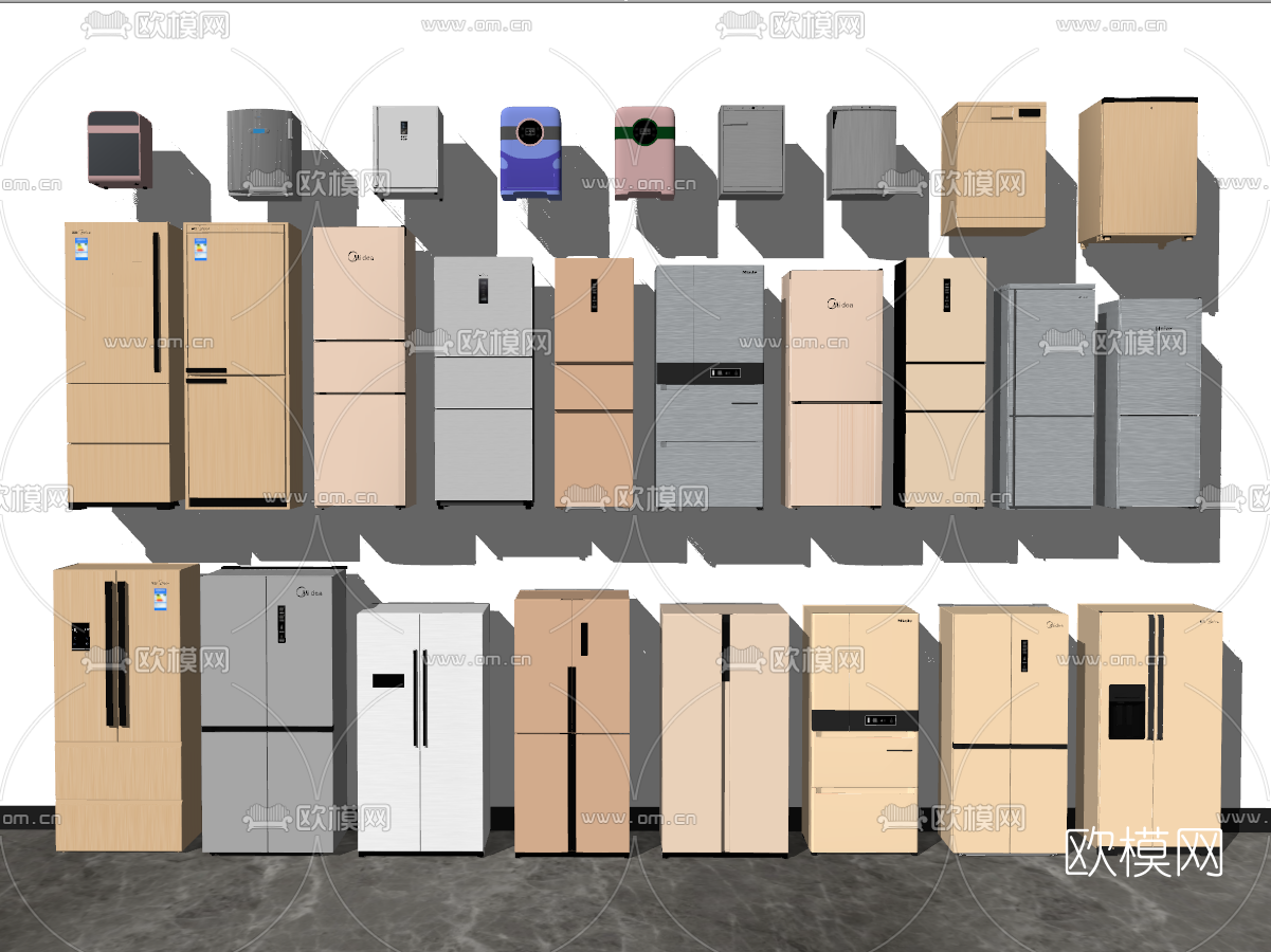 现代冰箱冰柜su模型下载（渲染图2）
