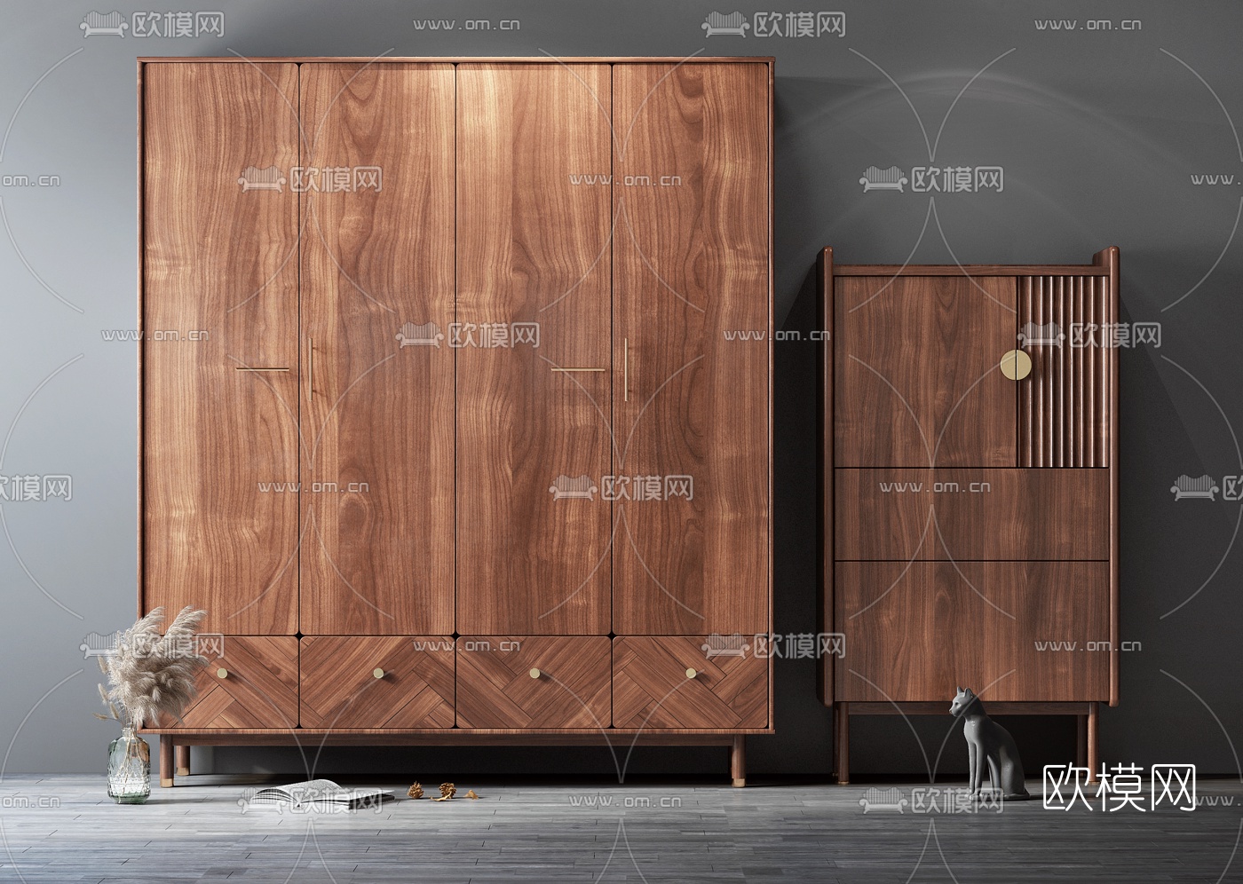 北欧简约衣柜3d模型下载（渲染图1）