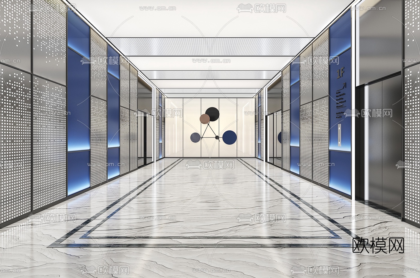 后现代酒店电梯厅3d模型下载