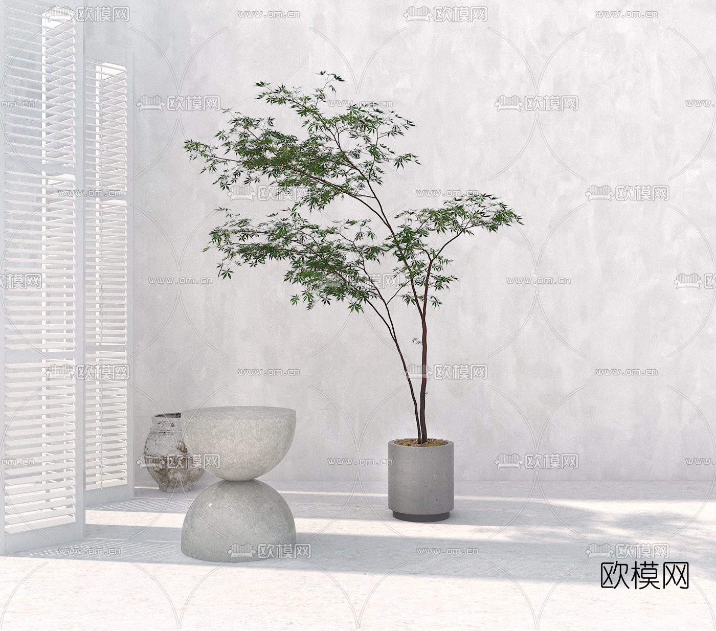 现代盆栽植物su模型下载