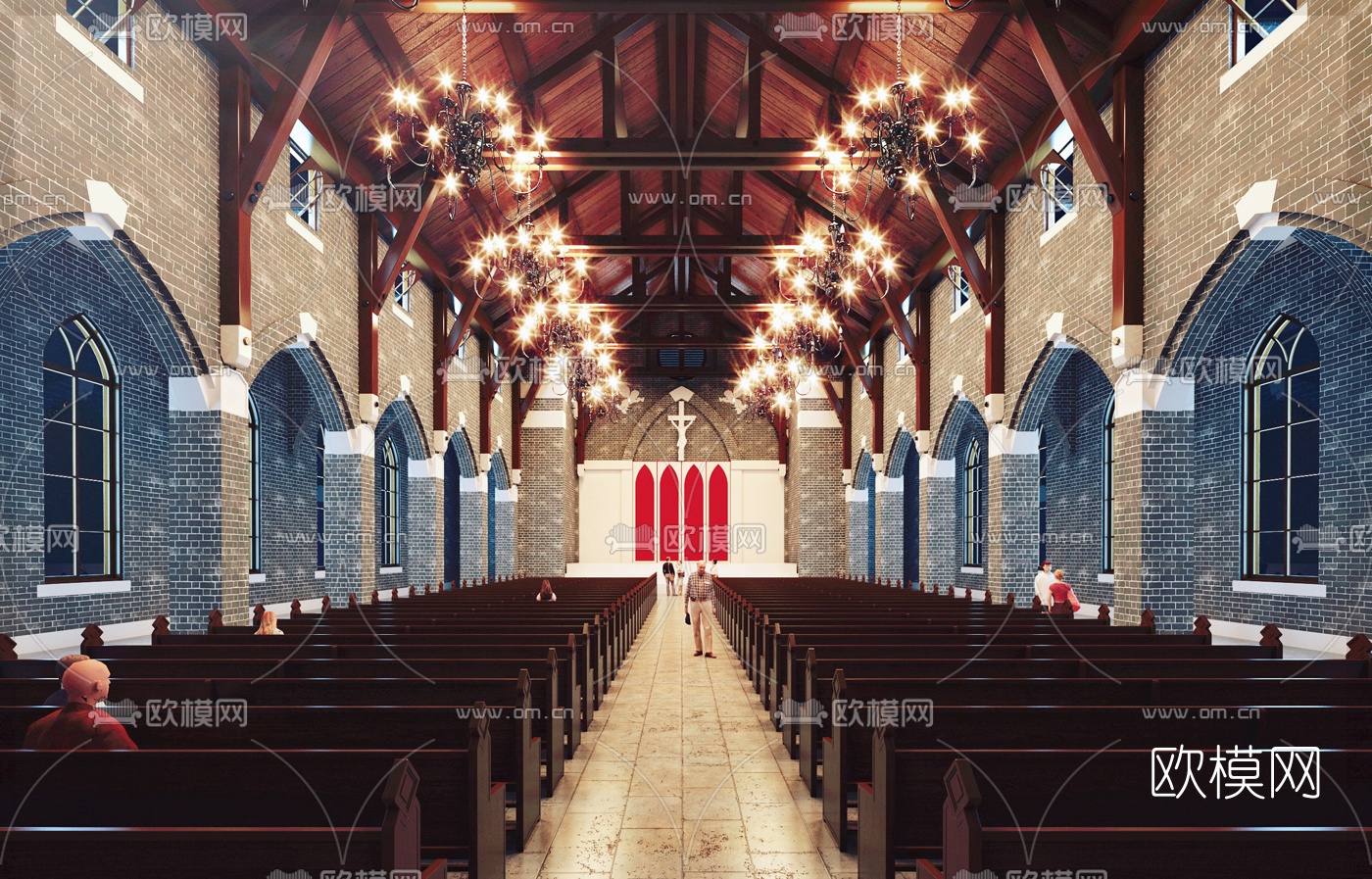 欧式教堂3d模型下载（渲染图1）