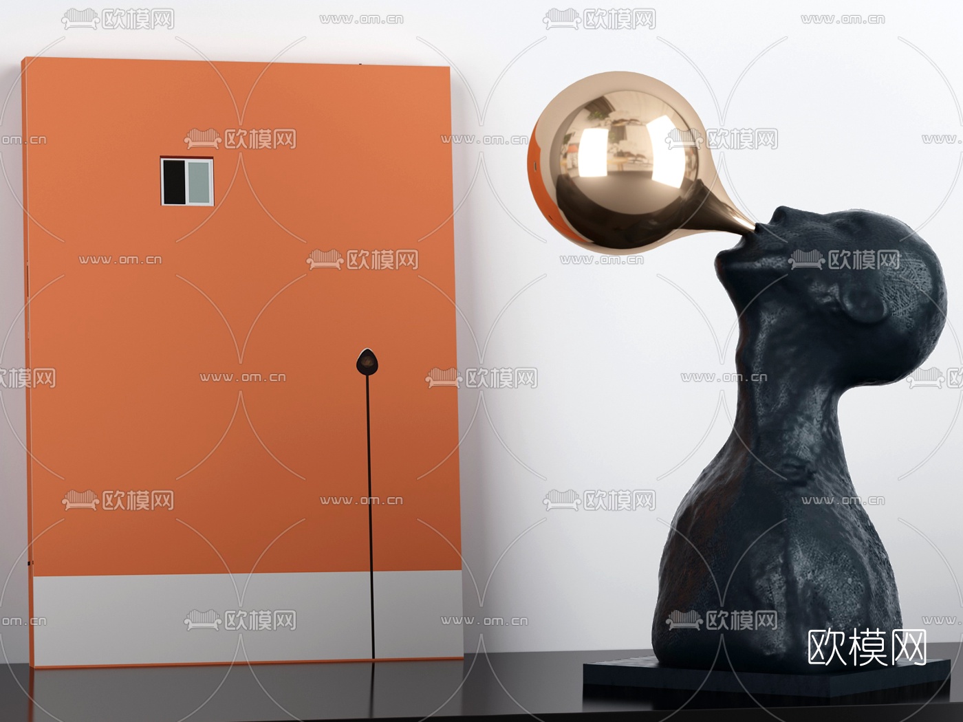 现代泡泡人物雕塑3d模型