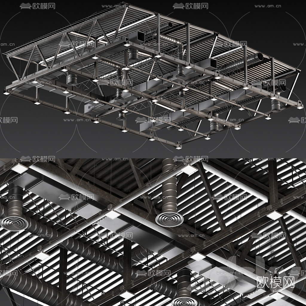 舞台钢架顶棚管道3d模型下载