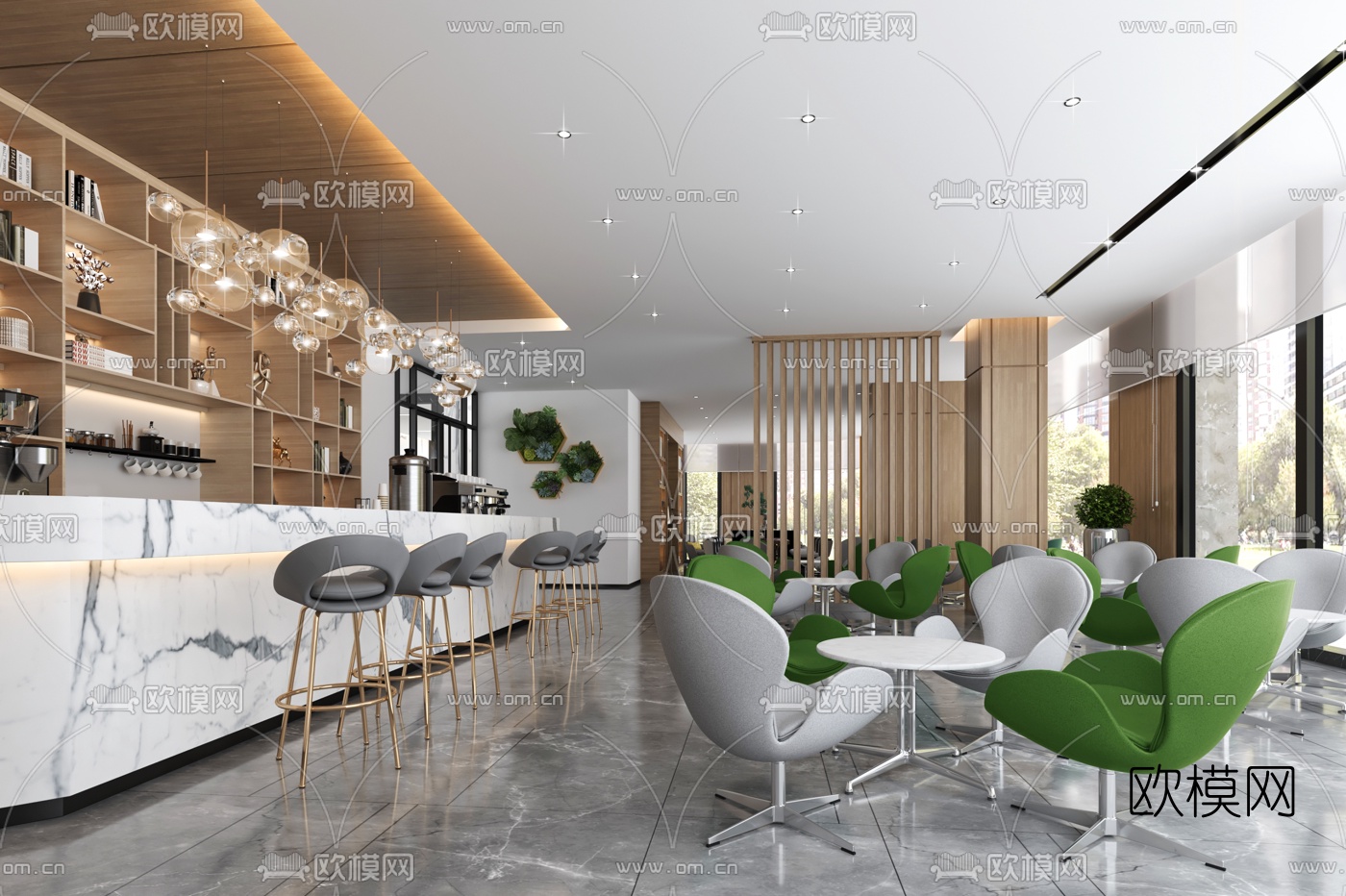 现代茶水间休息区3d模型下载